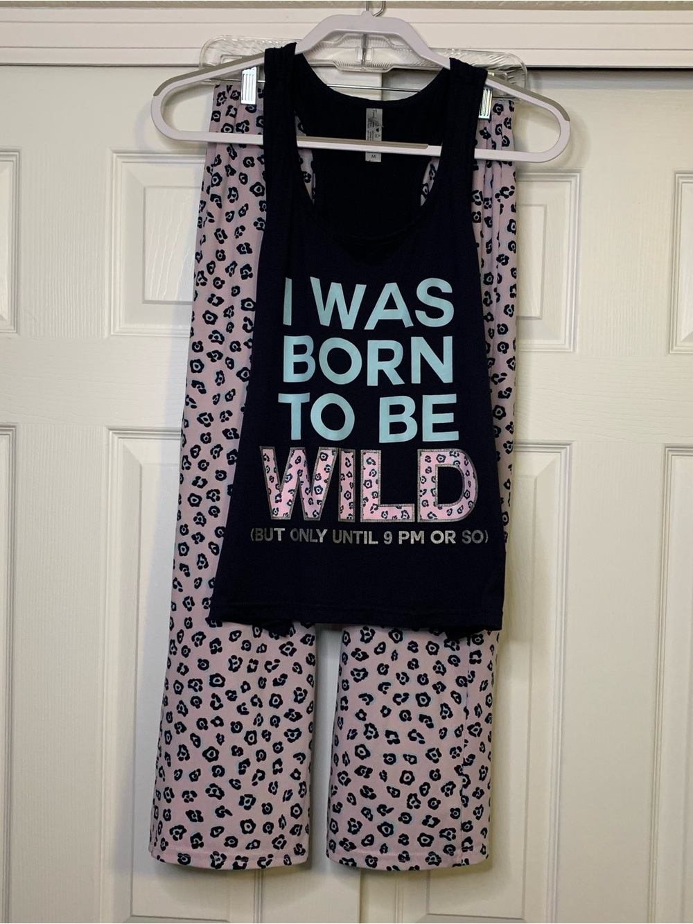 Leopard Print 'Born to Be Wild' Pajama Set